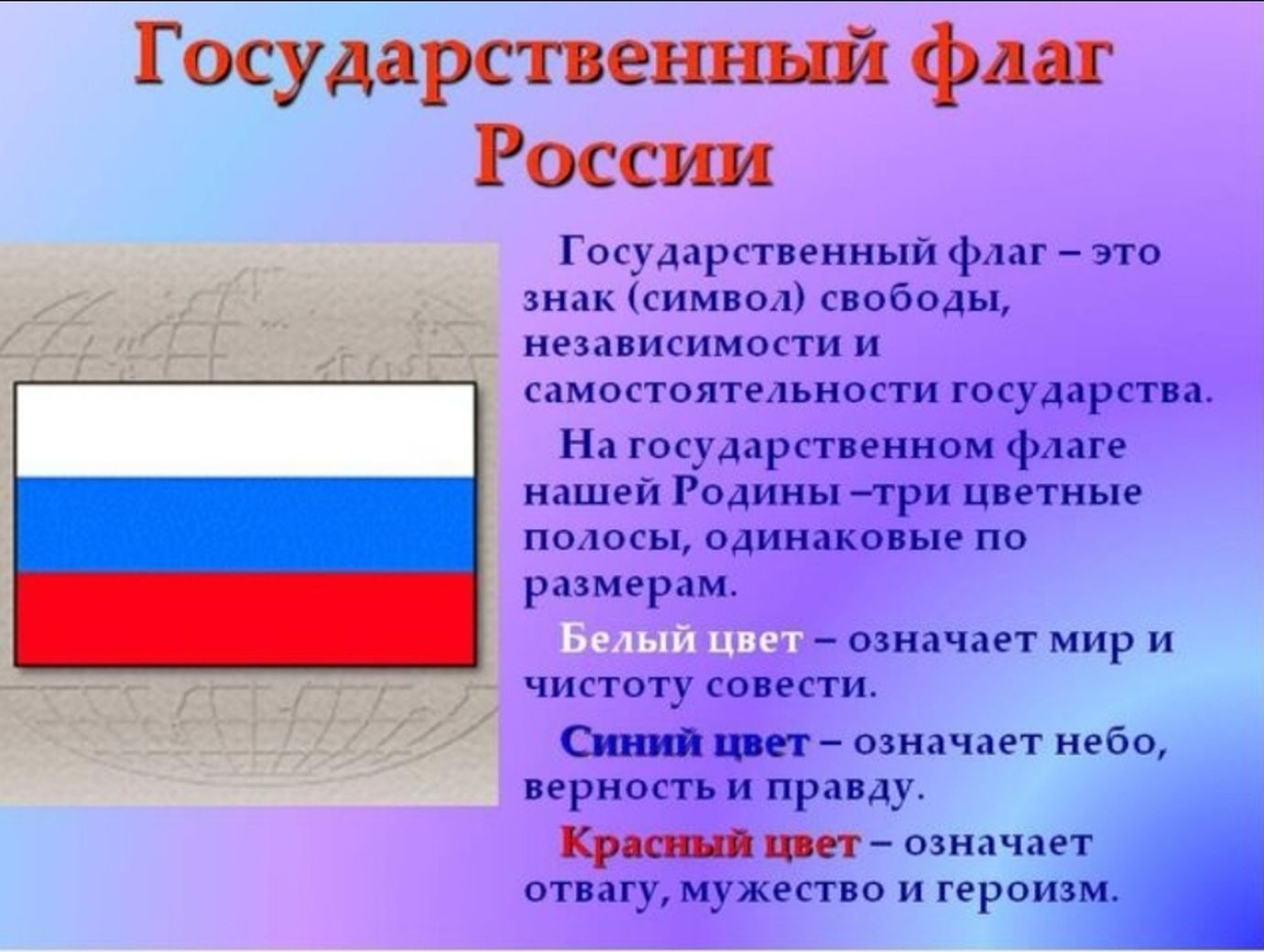Краткое сообщение о флаге Российской Федерации